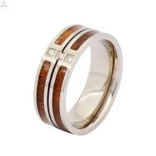 Crystal silver titanium and wood rings,wood titanium man ring